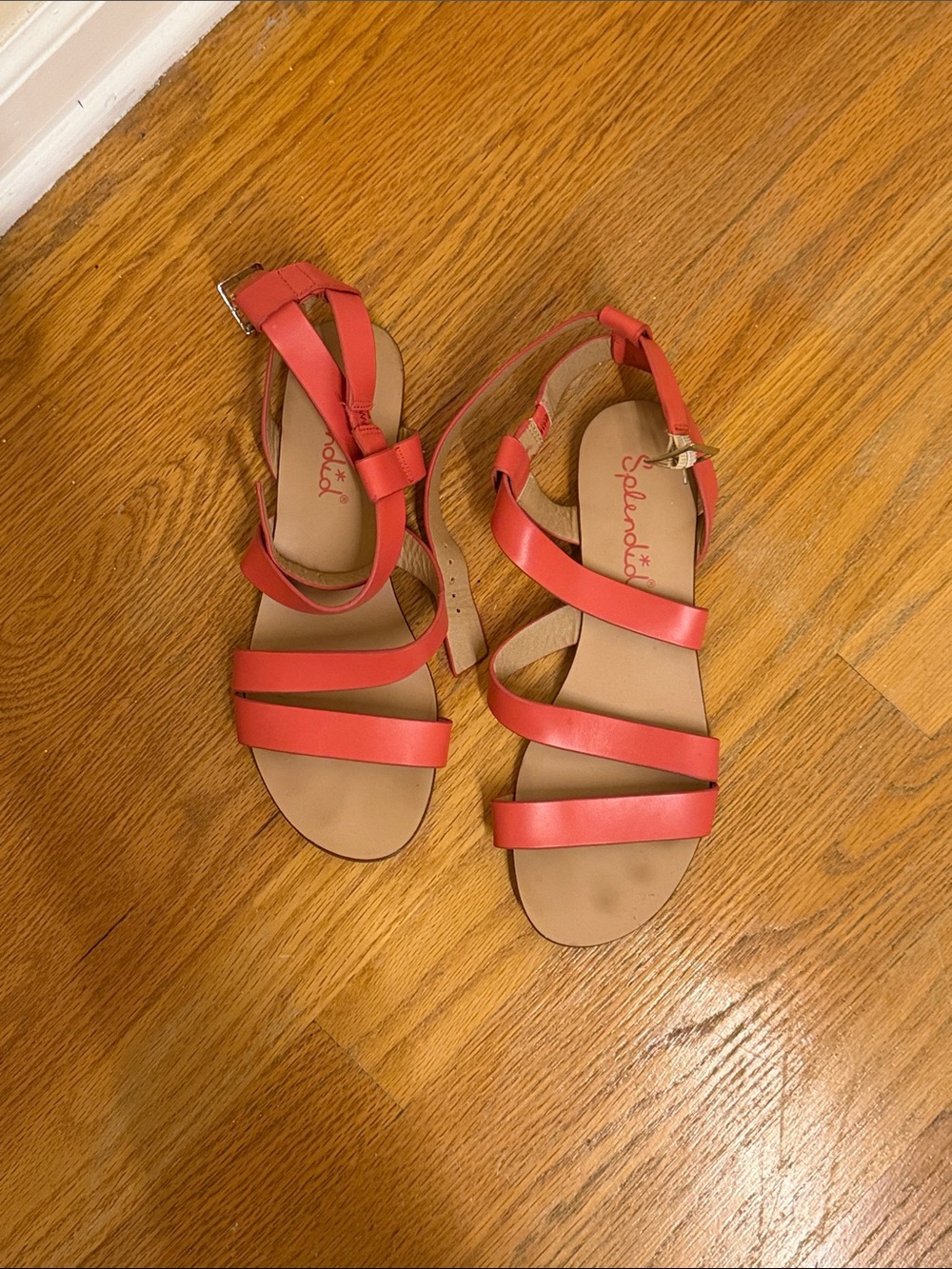 Splendid Coral-Red Strappy Women's Sandals